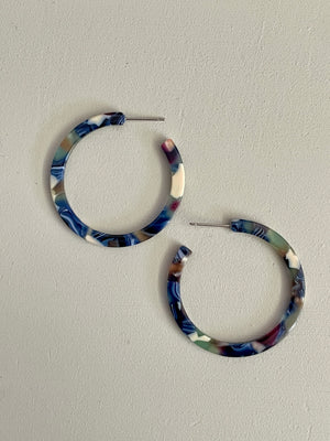 Everyday Multicolored Resin Hoop Earrings 1.5”