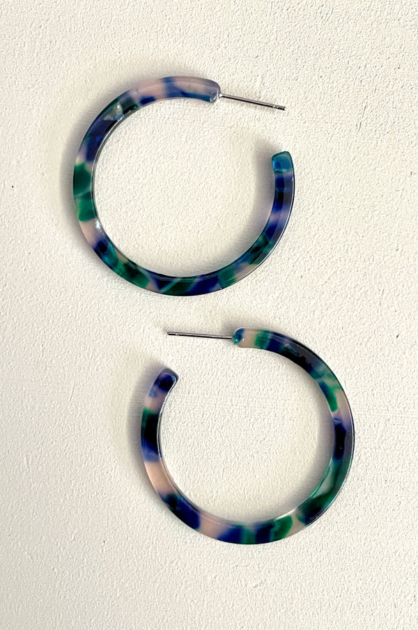 Everyday Multicolored Resin Hoop Earrings 1.5”