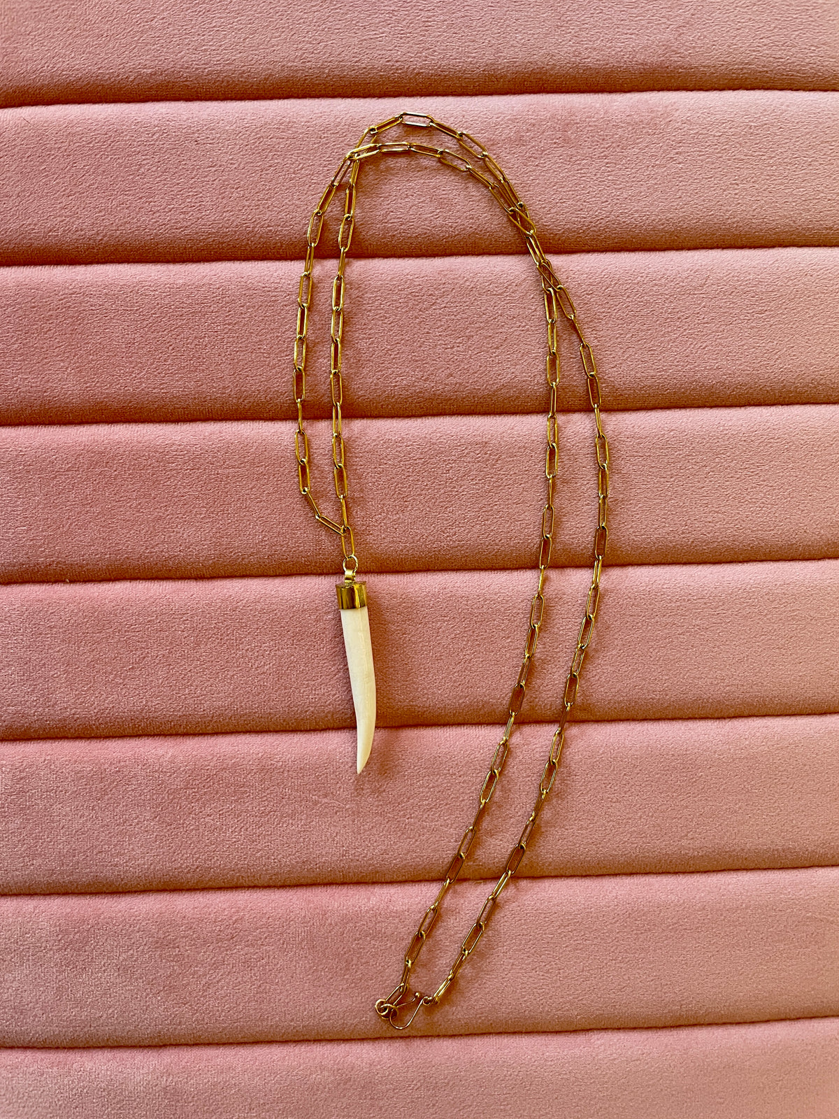 Carved Buffalo Bone Lariat Necklace