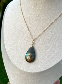 Rainbow Labradorite Pendant Gold Fill Necklace