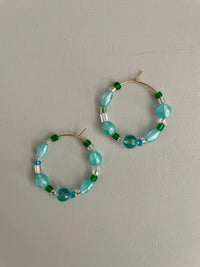 Up-cycled Vintage Bead Hoops-Sea Glass