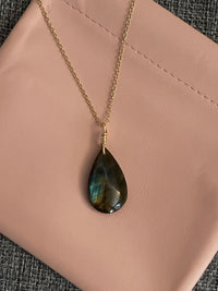 Rainbow Labradorite Pendant Gold Fill Necklace