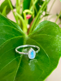 Pear Shaped Moonstone Sterling Silver Ring