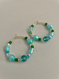 Up-cycled Vintage Bead Hoops-Sea Glass