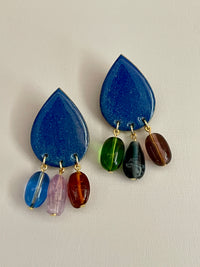 Blue Asymmetrical Post Dangles