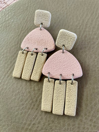 Neutral Clay Dangle Post Earrings