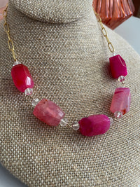 Pink Agate Gemstone Necklace