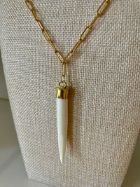 Carved Buffalo Bone Lariat Necklace