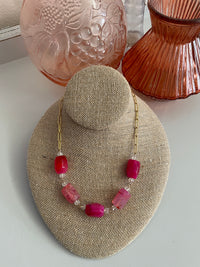 Pink Agate Gemstone Necklace