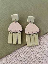 Neutral Clay Dangle Post Earrings