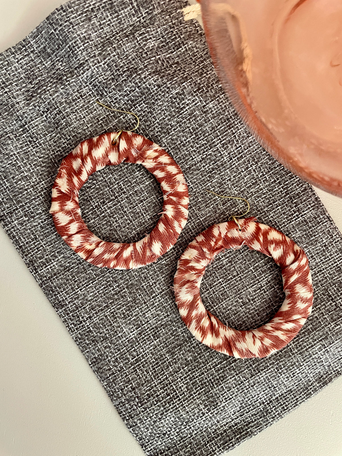 Pink Leopard Decoupaged Up-Cycled Material Earrings