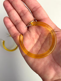 Translucent Yellow Resin Hoop Earrings