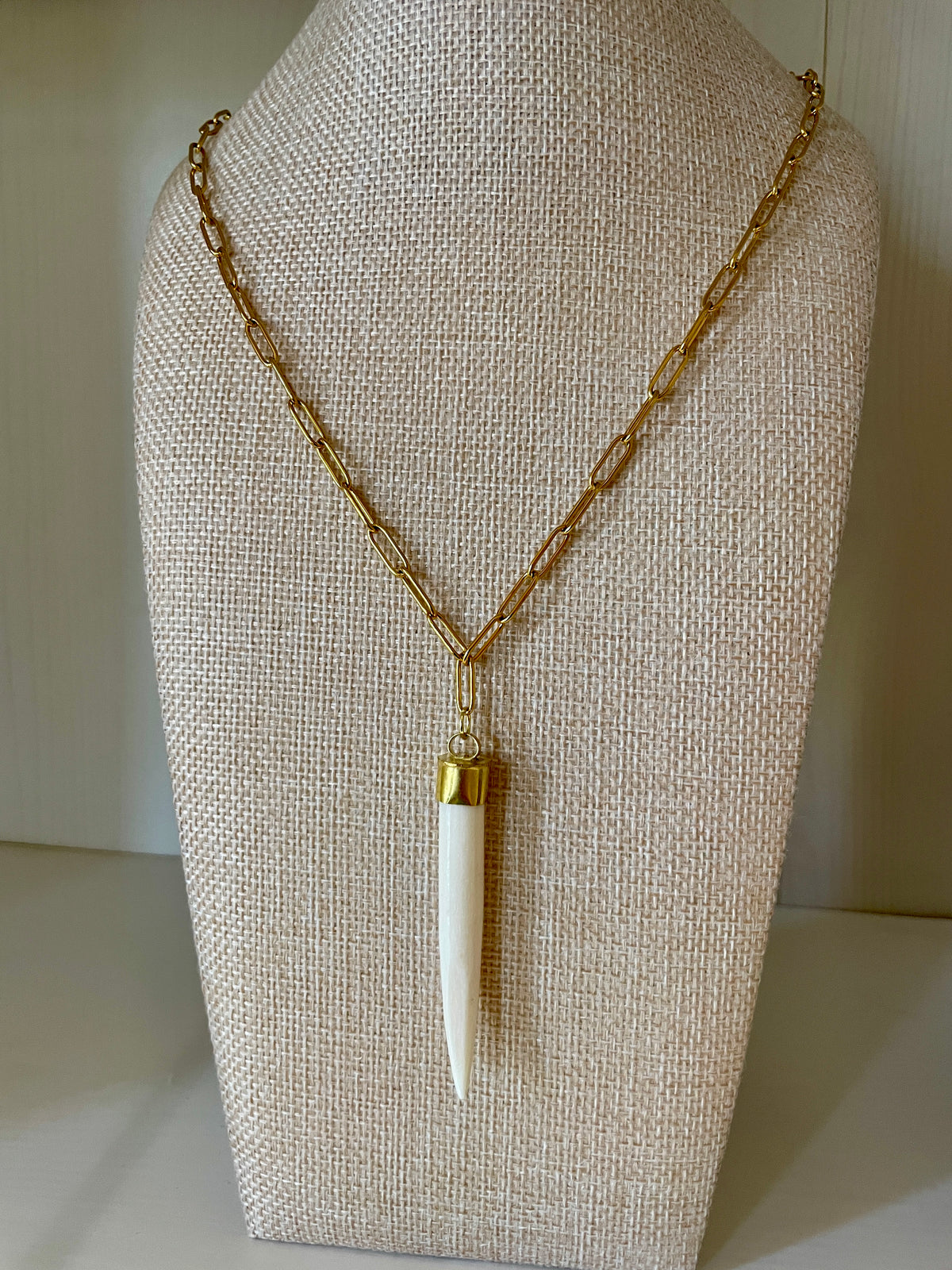 Carved Buffalo Bone Lariat Necklace