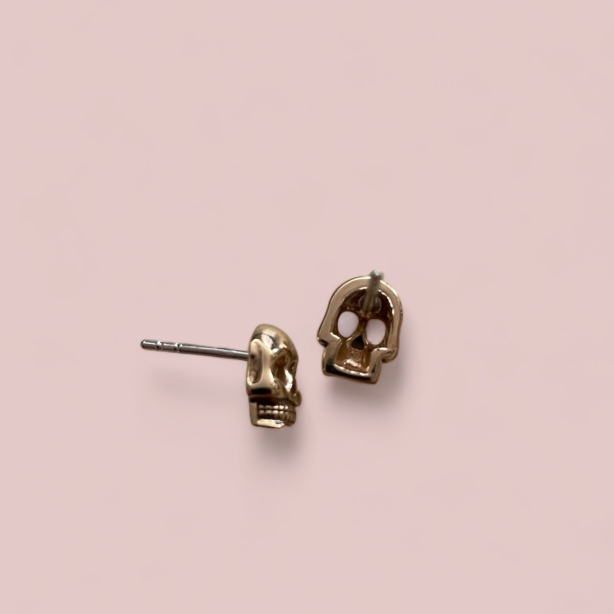 Bronze & Sterling Silver Skull Studs